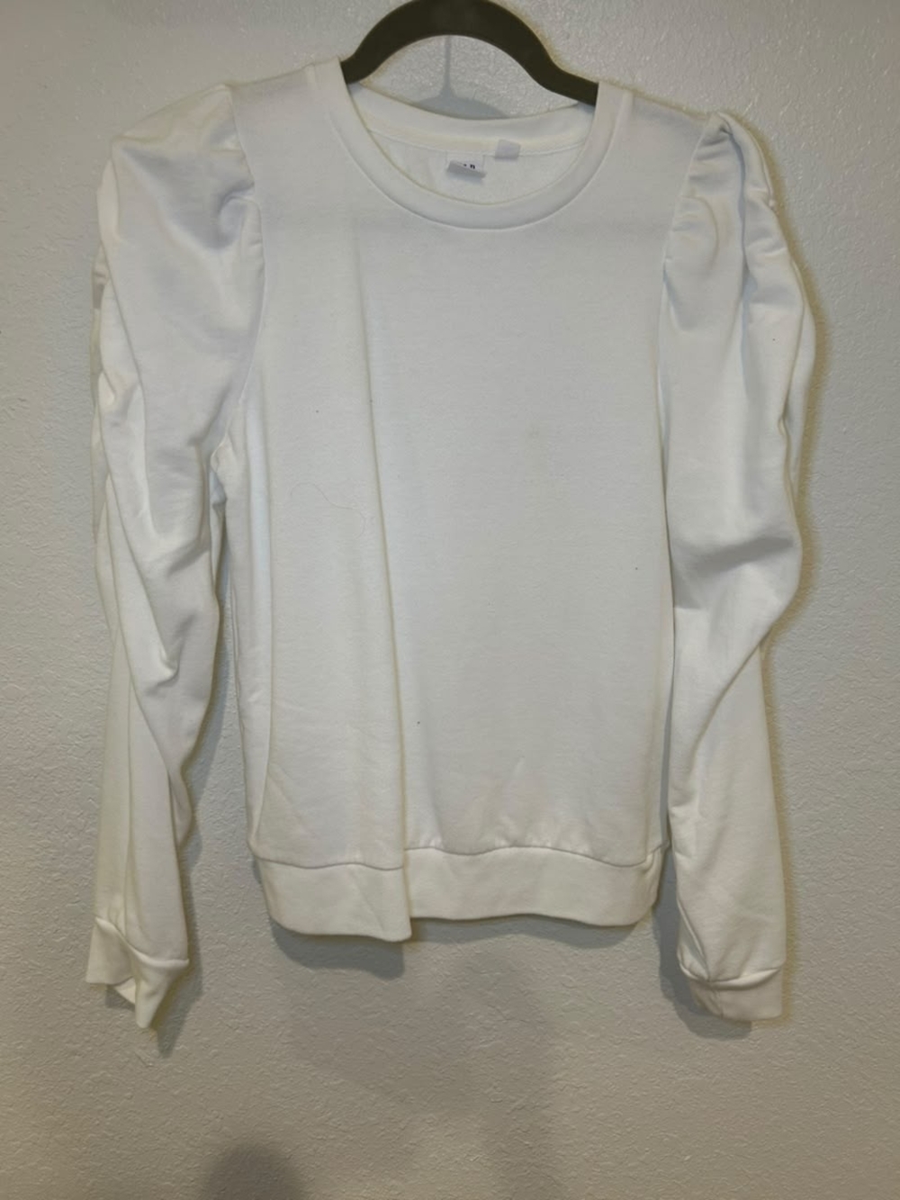 GAP White Puff-Sleeve Crewneck Sweatshirt